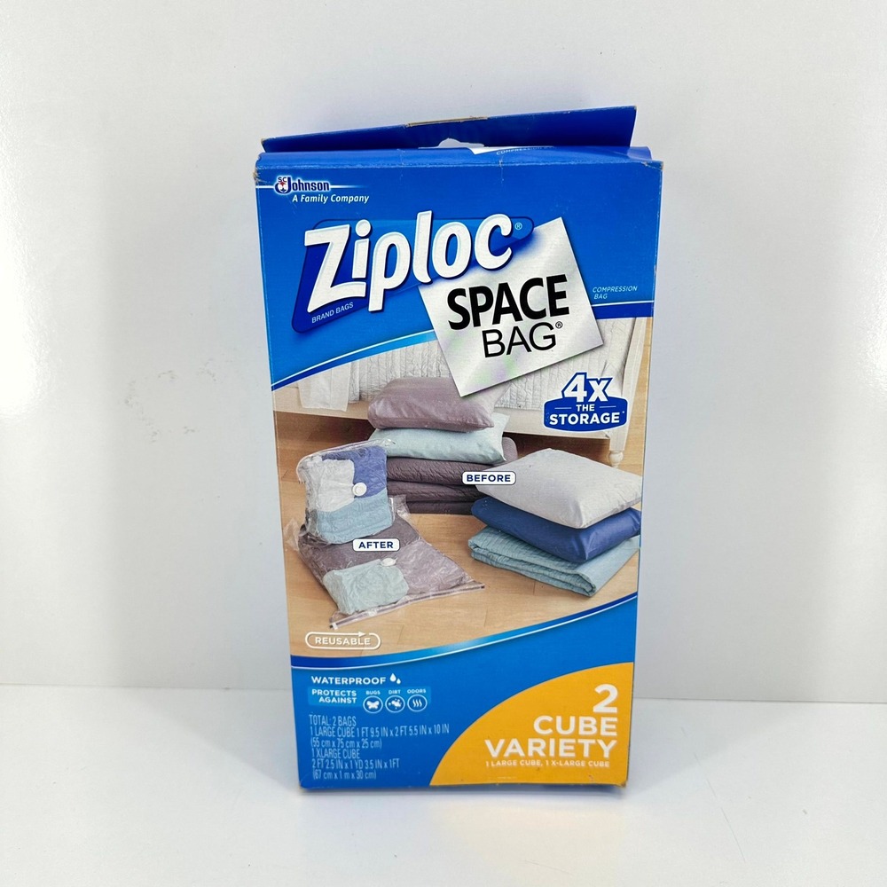 Ziploc Space Bag Cube Variety Pack 2 Count Large‎ and Extra Large Reusable NEW